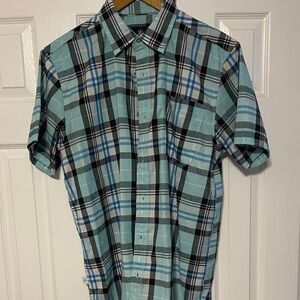 Aqua Plaid Men's Casual Shirt